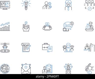 Futuristic outlook line icons collection. Technology, Innovation, Progress, Advanced, Cyber, Transhumanism, AI vector and linear illustration Stock Vector
