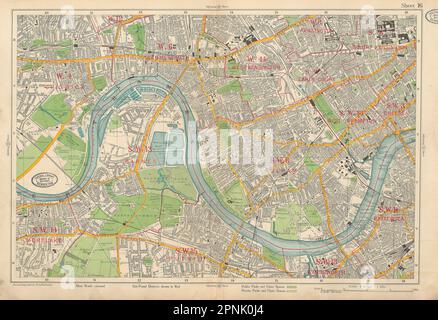 HAMMERSMITH FULHAM Chiswick Kensington Chelsea Putney Barnes. BACON 1934 map Stock Photo