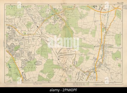 ORPINGTON & BROMLEY Chislehurst Petts Wood St Paul's Mary Cray. BACON 1934 map Stock Photo