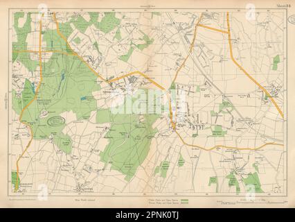 ORPINGTON Keston Farnborough Mark Pratt's Bottom Chelsfield. BACON 1934 map Stock Photo