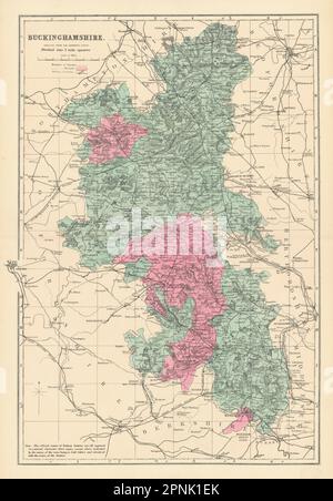 BUCKINGHAMSHIRE antique county map by GW BACON 1898 old plan chart ...