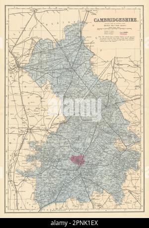 CAMBRIDGESHIRE antique county map by GW BACON 1898 old plan chart Stock ...