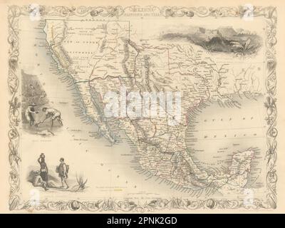 MEXICO CALIFORNIA TEXAS. Gold rush district. TX Republic.TALLIS/RAPKIN 1851 map Stock Photo