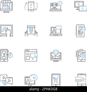 Operations center line icons collection. Monitoring, Management ...