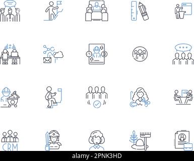 Co-worker line icons collection. Collaboration, Support, Trust ...