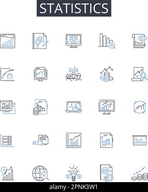 Statistics line icons collection. Probability Theory, Numerical Data, Quantitative Analysis, Metric System, Financial Analysis, Data Science Stock Vector