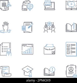 virtual classes line icons collection. Digital, Online, Distance, Remote, E-learning, Teleconferencing, Webinar vector and linear illustration. Mobile Stock Vector