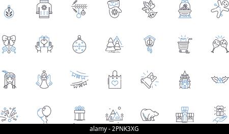 Family gatherings line icons collection. Reunion, Celebrations, Bonding, Memories, Traditions, Generations, Unity vector and linear illustration Stock Vector