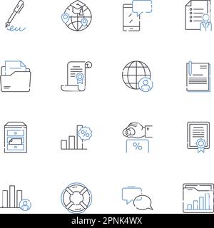 Fitness gear line icons collection. Dumbbells, Resistance, Kettlebells, Treadmill, Elliptical, Yoga, Gymnastics vector and linear illustration Stock Vector