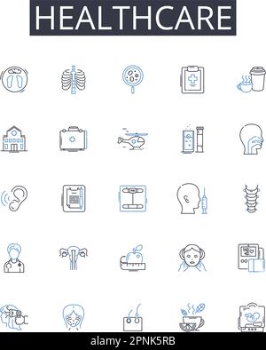 Healthcare line icons collection. Medical services, Healthcare services, Clinical care, Treatment options, Health management, Wellness programs Stock Vector