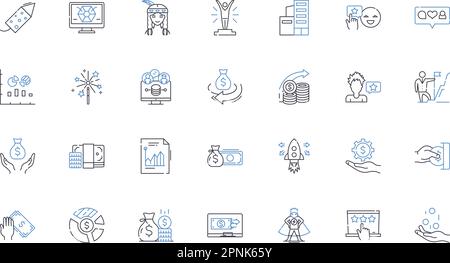 Economic gain line icons collection. Profit, Income, Revenue, Growth, Wealth, Prosperity, Advantage vector and linear illustration. Benefit,Gainful Stock Vector