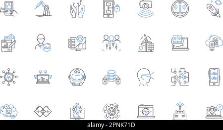 Mobile banking line icons collection. Convenience, Accessibility, Efficiency, Security, Innovation, Flexibility, Mobility vector and linear Stock Vector