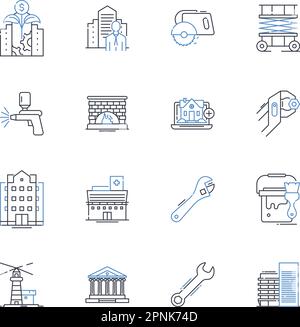 Staple gun line icons collection. Fastener, Tacker, Gun, Handheld, Pneumatic, Electric, Upholstery vector and linear illustration. Stapler,Heavy-duty Stock Vector