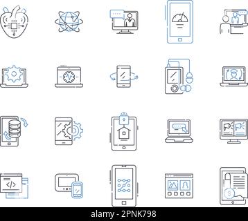 WiFi line icons collection. Wireless, Internet, Router, Signal, Connectivity, Nerk, Hotspot vector and linear illustration. Access,Connection,Speed Stock Vector