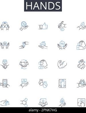Hands line icons collection. Fingers, Palms, Mitts, Paws, Claws, Grasps, Touches vector and linear illustration. Grips,Nails,Digits outline signs set Stock Vector