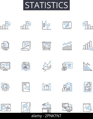 Statistics line icons collection. Probability Theory, Numerical Data, Quantitative Analysis, Metric System, Financial Analysis, Data Science Stock Vector