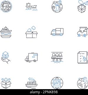 Fleet messenger line icons collection. Communication, Collaboration, Messaging, Encryption, Security, Business, Efficiency vector and linear Stock Vector