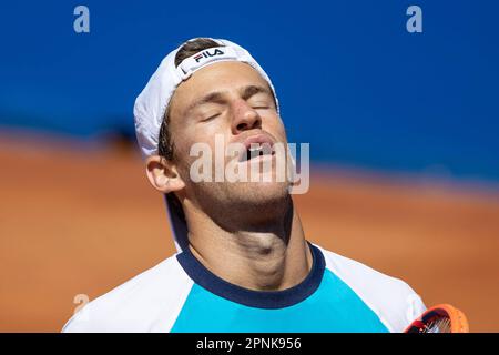 Barcelona, Spain. 19th Apr, 2023. April 19, 2023, Barcelona, Spain: BARCELONA, SPAIN - APRIL 19: . Diego Schwartzman during the Barcelona Open Banc Sabadell 70 Trofeo Conde de Godo game against Jannik Sinner at the Real Club de Tenis Barcelona on April 19, 2023 in Barcelona, Spain 900/Cordon Press Credit: CORDON PRESS/Alamy Live News Stock Photo