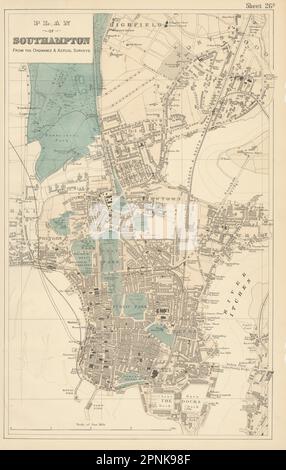 SOUTHAMPTON. Vintage town city map plan. Docks. Hampshire, 1930 Stock ...