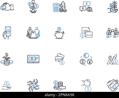 Generating earnings line icons collection. Income, Profit, Revenue, Wealth, Success, Gain, Prosperity vector and linear illustration. Harvest,Winning Stock Vector