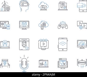 Contraption line icons collection. Machine, Gadget, Invention ...