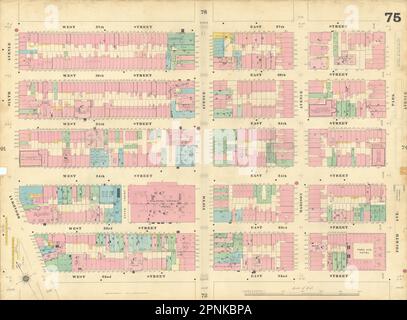 Sanborn NYC #75 Manhattan Midtown NoMad Murray Hill Garment District 1899 map Stock Photo
