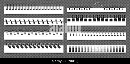 Realistic metal binders set for paper products at transparent background isolated vector illustration Stock Vector