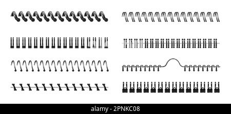 Stationary realistic set of metal binders for notepad  booklet notebook isolated vector illustration Stock Vector