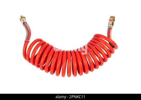 High pressure air pneumatic hose isolated on white background Stock Photo