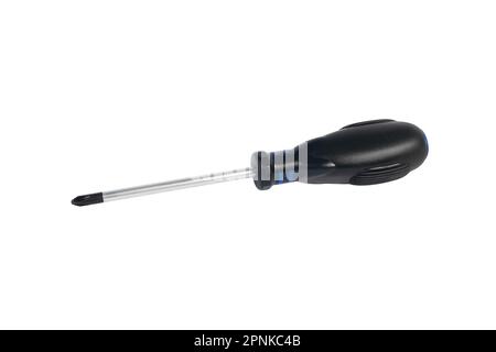 Black screwdriver isolated on a white background. Close up tool. Stock Photo