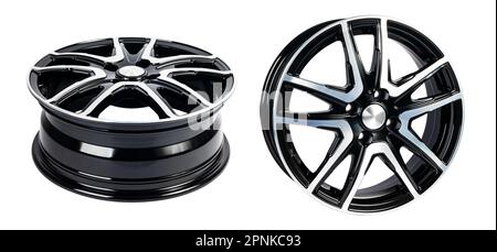 Сast wheel disc isolated on a white background. Black car disc. Stock Photo
