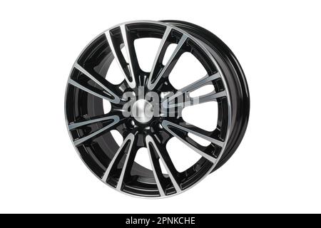 Сast wheel disc isolated on a white background. Black car disc. Stock Photo