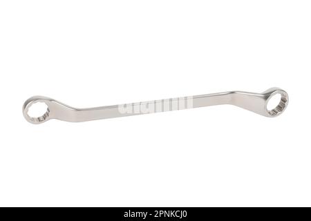 Wrench isolated on white background, hand tool. Chrome spanner. Stock Photo