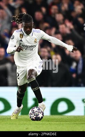 England, London -18 April 2023 - Eduardo Camavinga during the UEFA Champions League quarter-final 2nd leg match between Chelsea FC and Real Madrid at Stock Photo