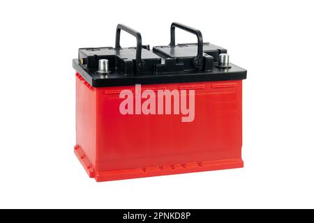 Red Car battery on white background. isolate Stock Photo