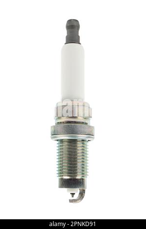 Automobile spark plugs isolated on white background. Stock Photo