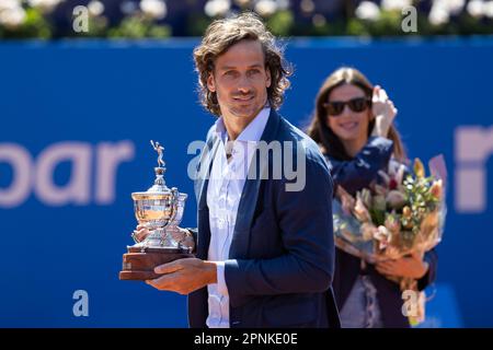 BARCELONA, SPAIN - APRIL 19:  Feliciano Lopez retires tribute during the Barcelona Open Banc Sabadell 70 Trofeo Conde de Godo at the Real Club de Tenis Barcelona on April 19, 2023 in Barcelona, Spain Stock Photo