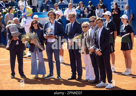 Barcelona, Spain. 19th Apr, 2023. BARCELONA, SPAIN - APRIL 19: .Feliciano Lopez retires tribute during the Barcelona Open Banc Sabadell 70 Trofeo Conde de Godo at the Real Club de Tenis Barcelona on April 19, 2023 in Barcelona, Spain (Credit Image: © Gerard Franco/DAX via ZUMA Press Wire) EDITORIAL USAGE ONLY! Not for Commercial USAGE! Stock Photo