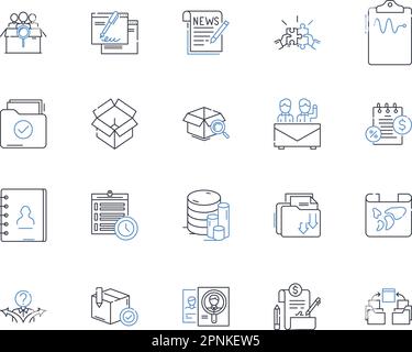 Record retention line icons collection. Retention, Storage, Archiving, Preservation, Document, Management, Policy vector and linear illustration Stock Vector