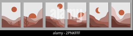 Abstract landscape background with mountains. Design for wall art home decoration, prints, digital and smart phone wallpaper, fabric Stock Vector