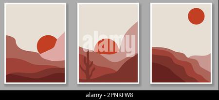 Abstract landscape posters. Design for wall art home decoration, prints, digital and smart phone wallpaper, fabric Stock Vector