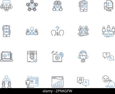Contact line icons collection. Dialogue, Communication, Connection, Nerk, Interface, Exchange, Conversation vector and linear illustration. Link,Talk Stock Vector