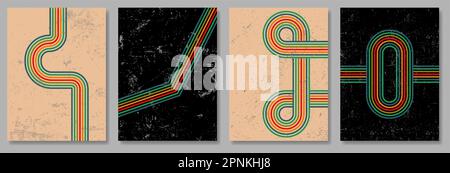 Vintage Color Posters with Grunge Texture. Vector illustration Stock Vector