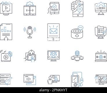 Mobile device line icons collection. Smartph, Tablet, Phablet, iPh, Android, iPad, Blackberry vector and linear illustration. Wearable,Smartwatch Stock Vector