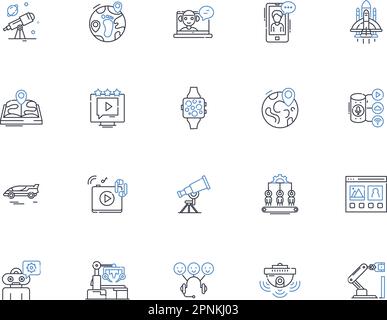 Futuristic Designs line icons collection. Sleek, Innovative, Chic, Advanced, Dynamic, Forward-thinking, Futuristic vector and linear illustration Stock Vector