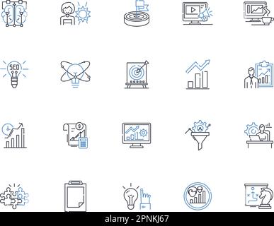 Innovation strategy line icons collection. Ideation, Creativity, Disruption, Agility, Experimentation, Adaptability, Transformation vector and linear Stock Vector