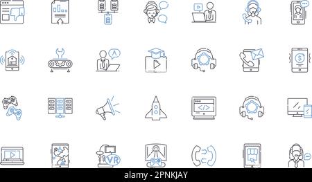Mobile devices line icons collection. Smartph, Tablet, Mobile, iPh, Android, iOS, Samsung vector and linear illustration. Pixel,BlackBerry,Nokia Stock Vector
