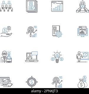 Scrutinizing line icons collection. Examination, Inspection, Analysis ...