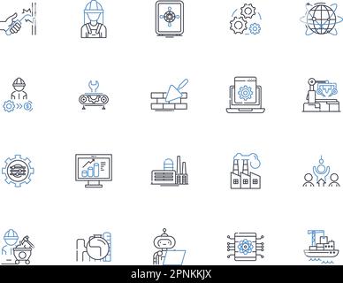 Telecommunications line icons collection. Convergence, Connectivity, Bandwidth, Broadband, Data, Fiber, Landline vector and linear illustration Stock Vector