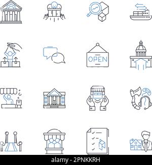 Settlement line icons collection. Compromise, Resolution, Negotiation ...